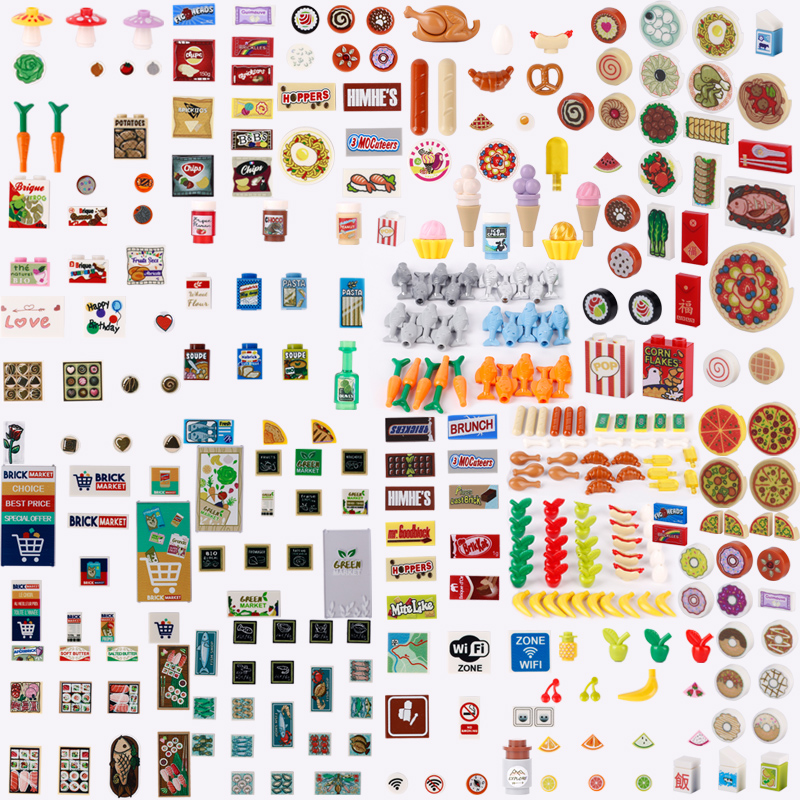 Food Sweet Snacks - MOC Stadt Straße Figuren Lebensmittel Gedruckt