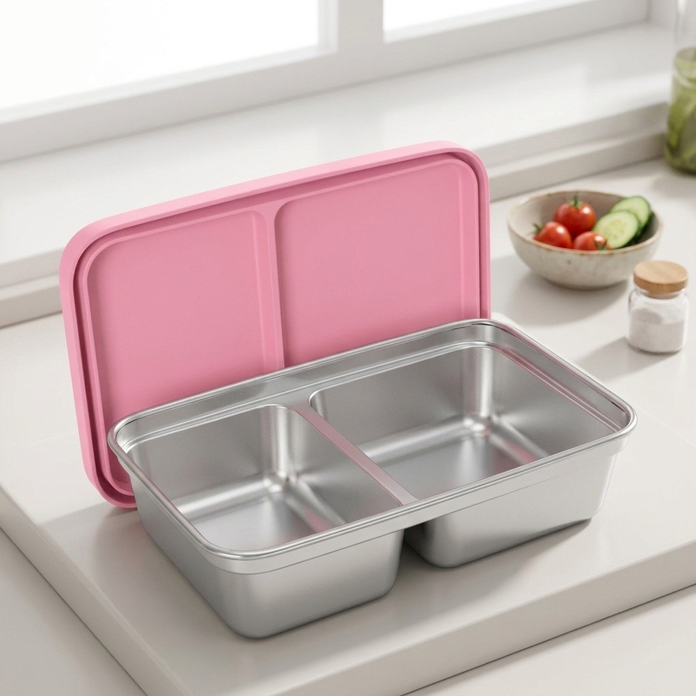 Food Snacks For Toddlers - Edelstahl-Lunchbox für Kleinkinder mit 2 Fächern,