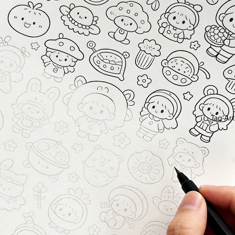 Food Snacks Coloring Book - Bilderbuch zur Angstlinderung, Kopierlinienzeichnungsalbum, Dinosaurier/Monster/Lebensmittel und
