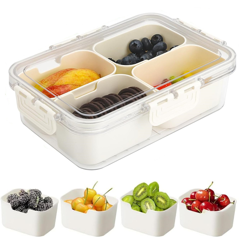 Food Snacks Packaging - Tragbare Lebensmittel-Aufbewahrungsbox, Snackbox, 4 Fächer mit