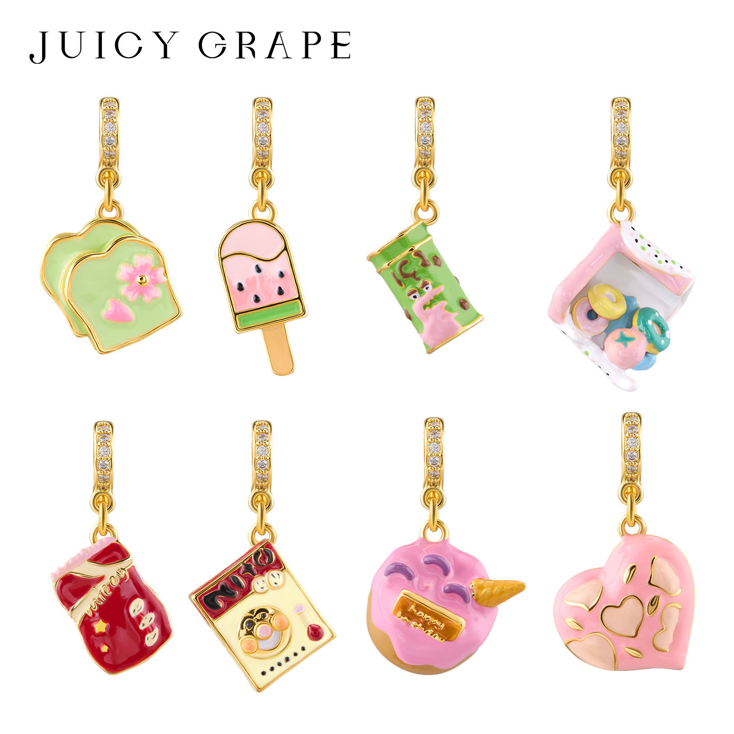 Food Sweet Snacks - Süße Leckereien 3D Emaille-Bonbon-Anhänger Eiscreme-Snack-Charm für