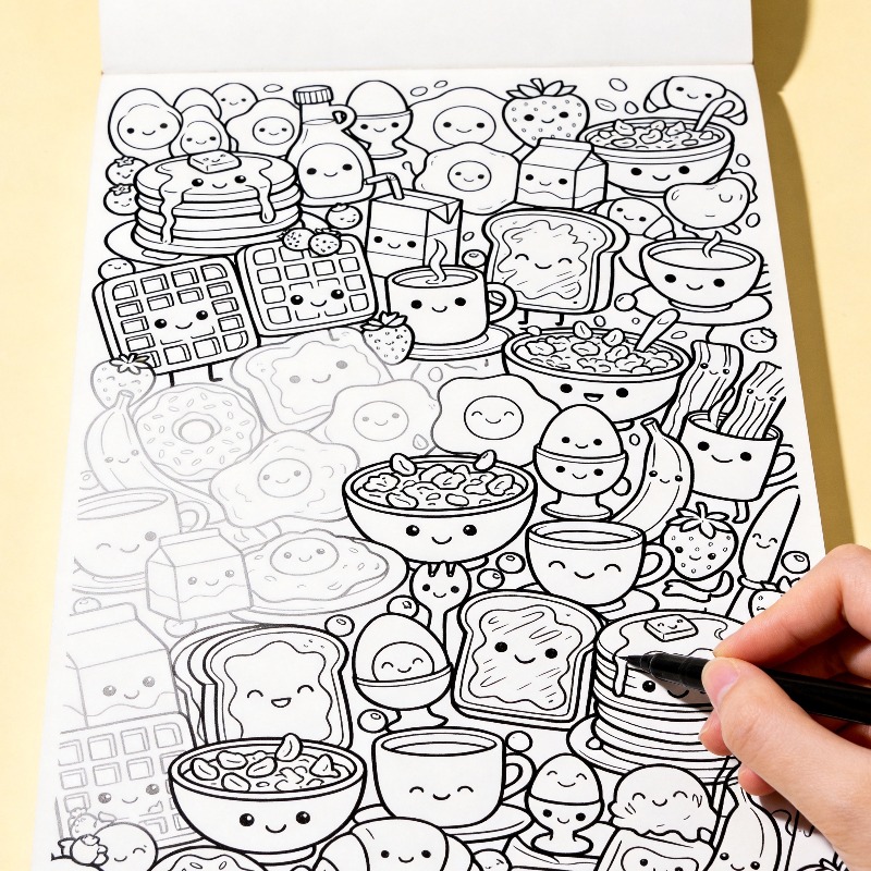 Ein handgezeichnetes Entspannu – Food Snacks Coloring Book Bewertung und Preis
