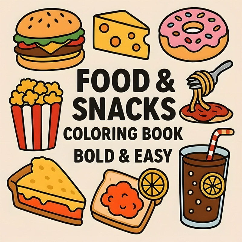 Dickes Malbuch mit Lebensmitte – Food Snacks Coloring Book Bewertung und Preis