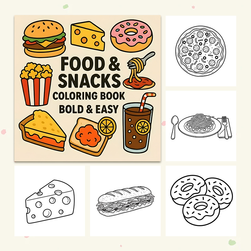 Dickes Malbuch mit Lebensmitte – Food Snacks Coloring Book Bewertung und Preis