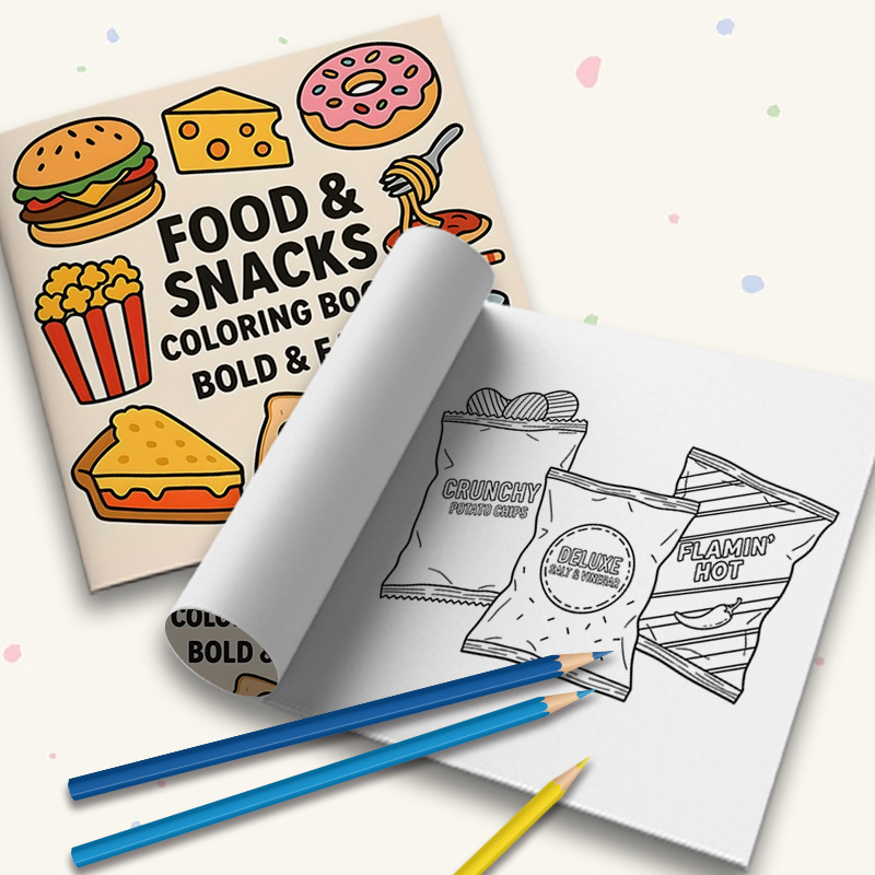 Dickes Malbuch mit Lebensmitte – Food Snacks Coloring Book Bewertung und Preis