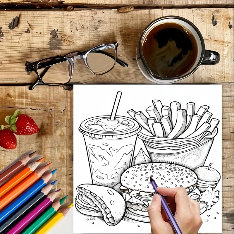 Schnellmalbuch für Erwachsene, – Food Snacks Coloring Book Bewertung und Preis